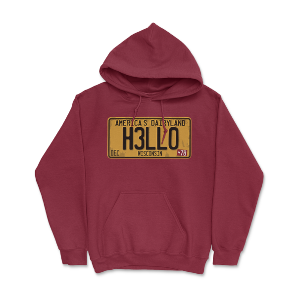 Hello Wisconsin License Plate Hoodie